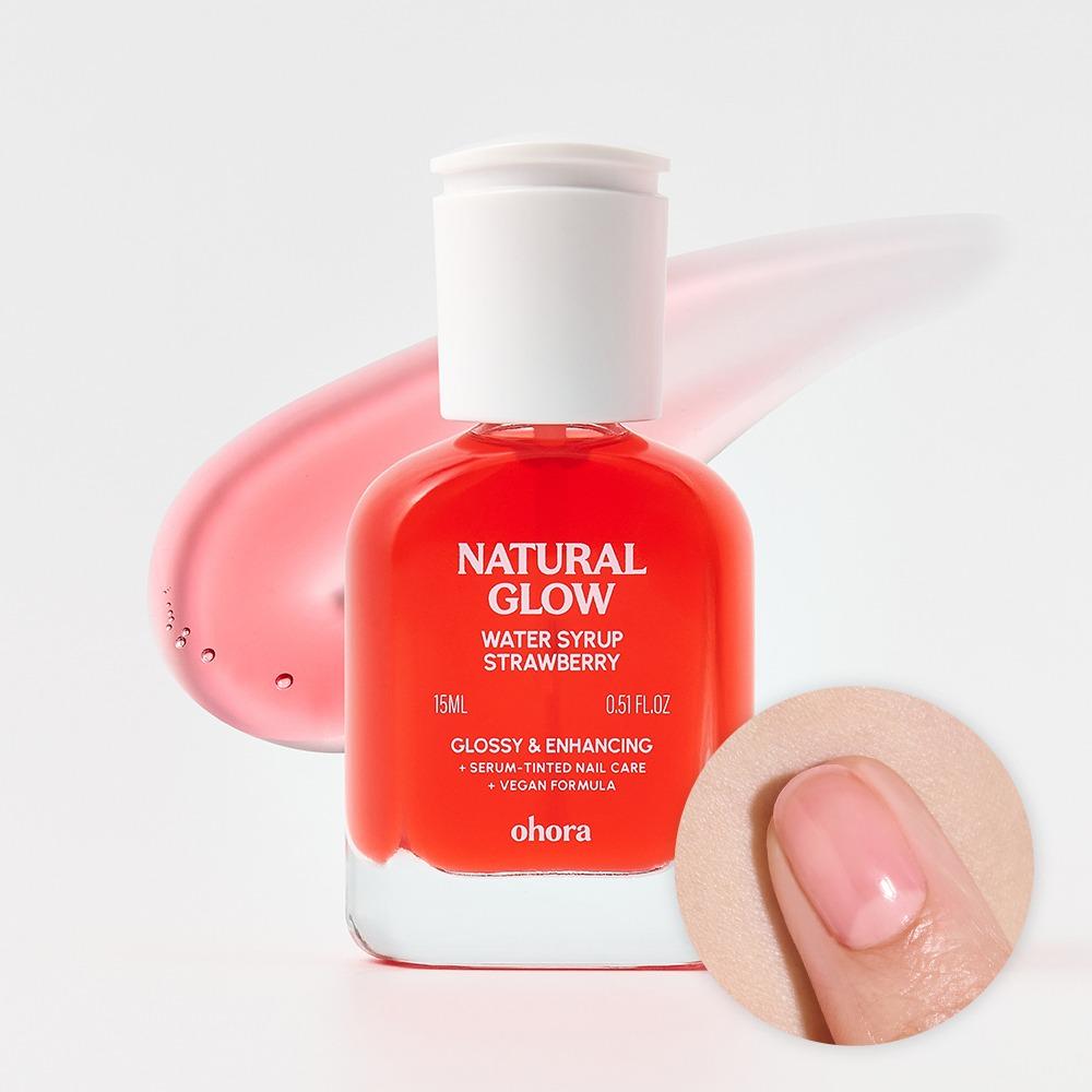 [ohora] Sirup-Nagelhärter 15ml (10 Farben) - Professioneller Nagelhärter mit transluzentem Sirup-Ton STRAWBERRY