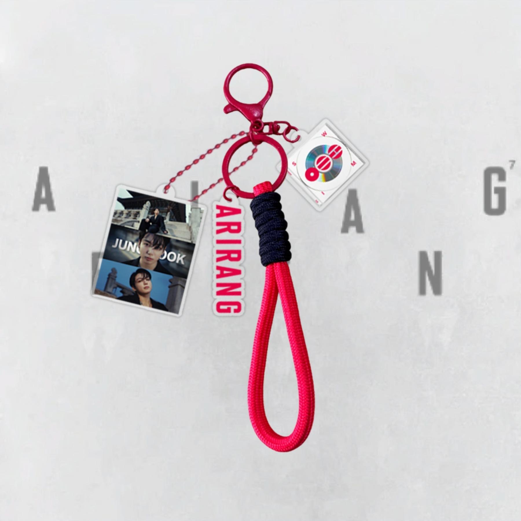 BTS ARIRANG Themen-Schlüsselanhänger, Bangtan Boys Foto-Anhänger mit rotem geflochtenem Seil, Kpop ARMY Fans Taschen-Accessoire, Kpop Idol Taschen-Anhänger für ARMY Fans JUNGKOOK