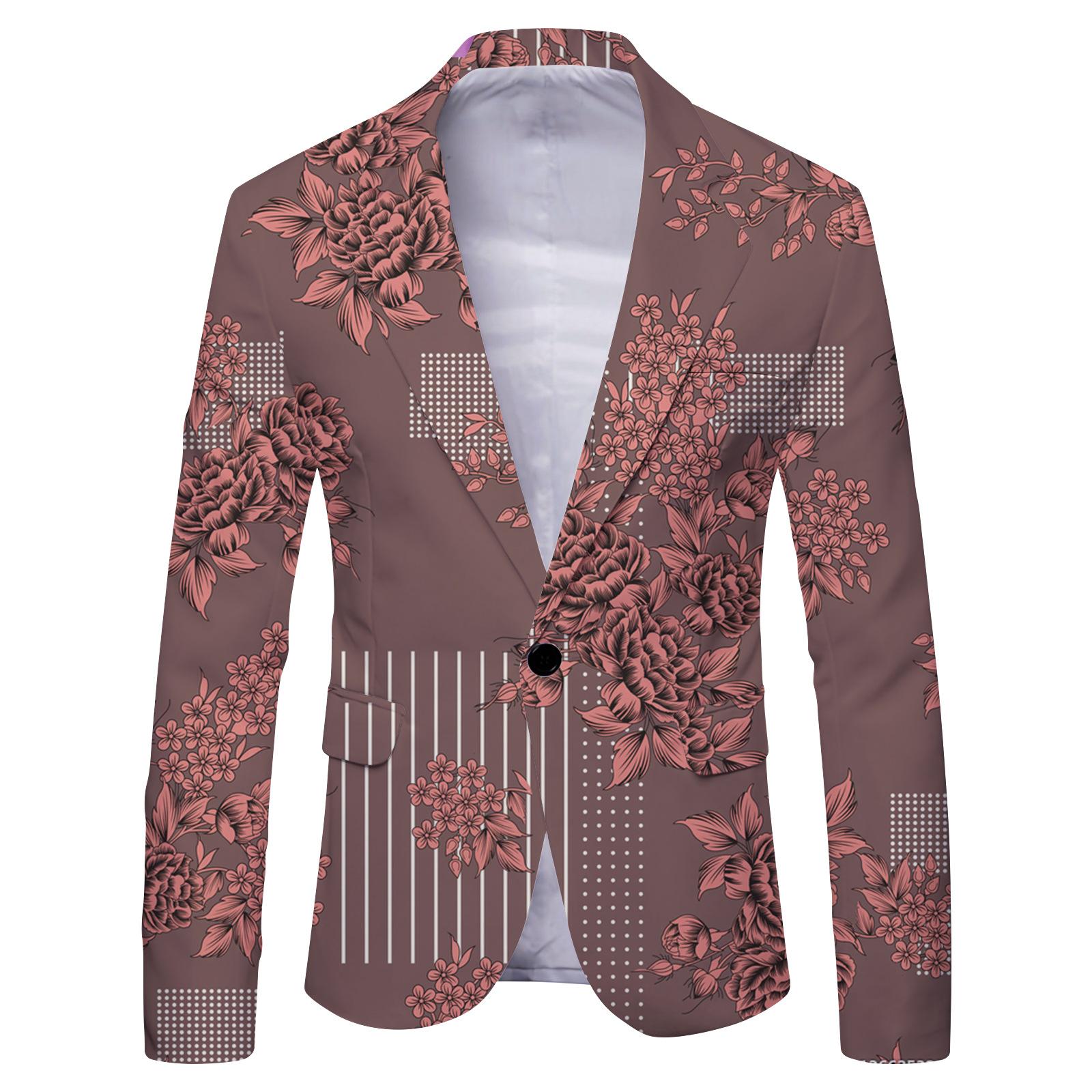 Herren Frühling Top Business Pendler Arbeit Casual Gedruckt Doppel Knopf Anzug Mantel Herrenanzug Große Britisch S