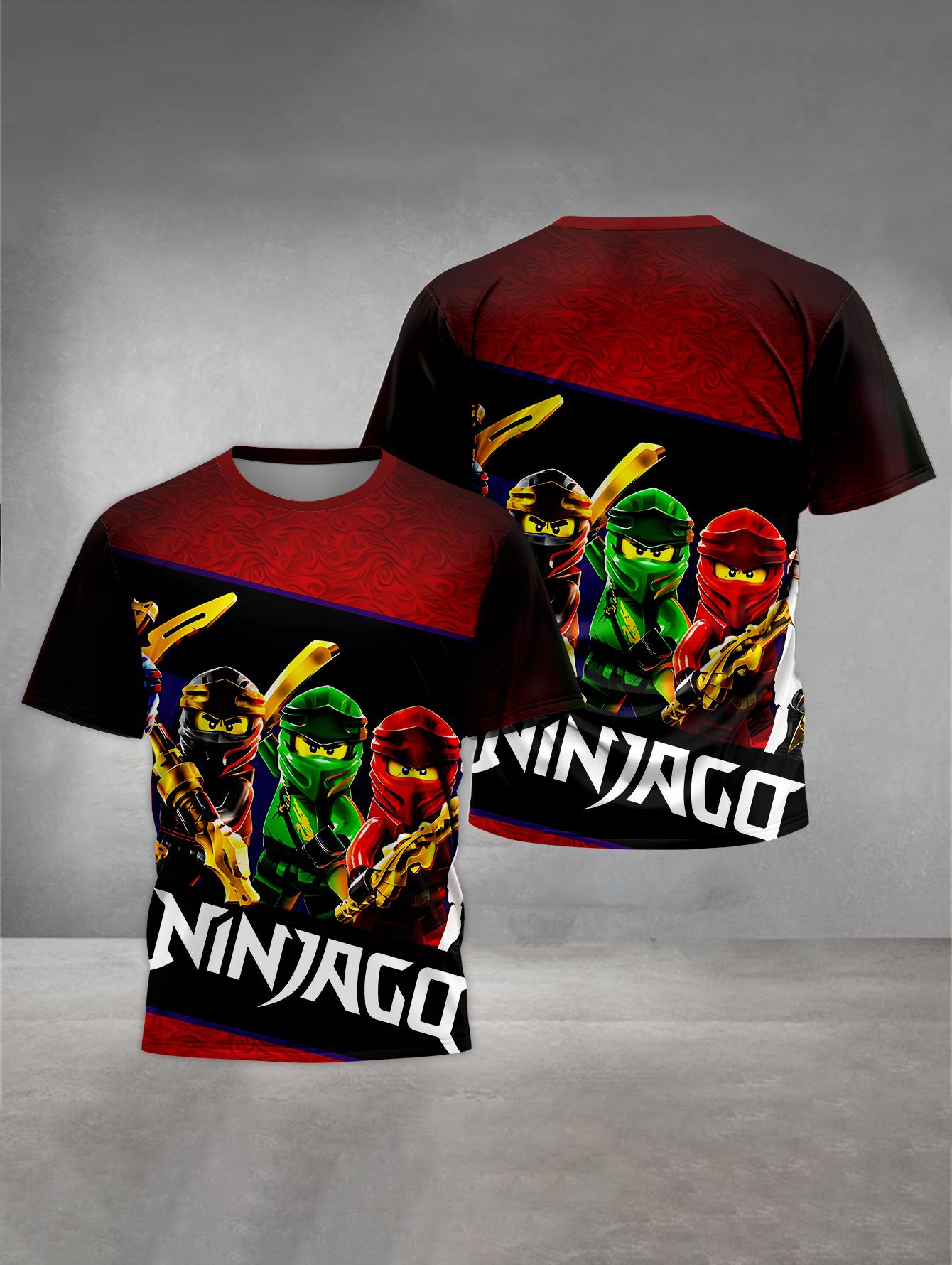 MINISO Print Babykleidung 4 bis 14 Jahre Männliche Outdoor-Kleidung für Cartoon-Spiel Kinder Junge Mädchen Kind T-Shirt Top Shirts- NN-Ninjagos 160