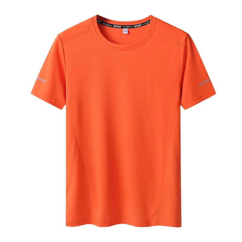 Sommer Herren T-Shirt Große Größe Schnelltrocknendes T-Shirt für Männer Rundhals Übergröße Kurzarm Übergroßes T-Shirt 9XL orange