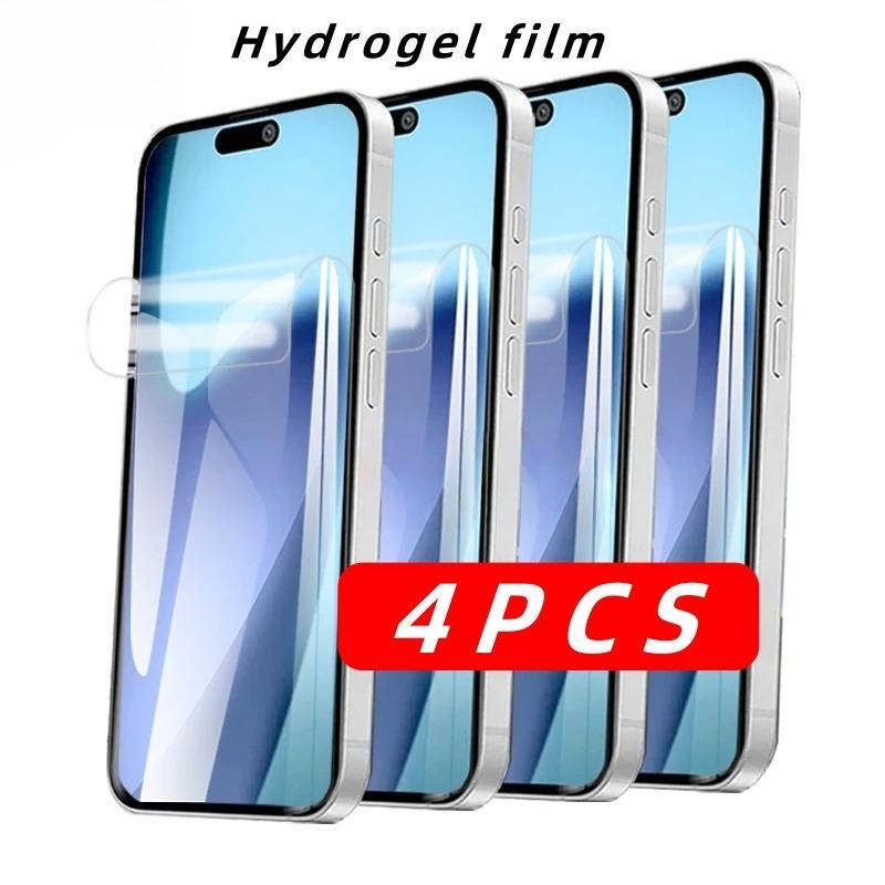 Hydrogel-Displayschutzfolie, 4 Stück, vollständige Abdeckung, für iPhone 17 16 Pro Max Air 16e 15 14 Plus 13 12 11 Pro Mini XR XS Max Folie iPhone 17 pro max reinfarbig