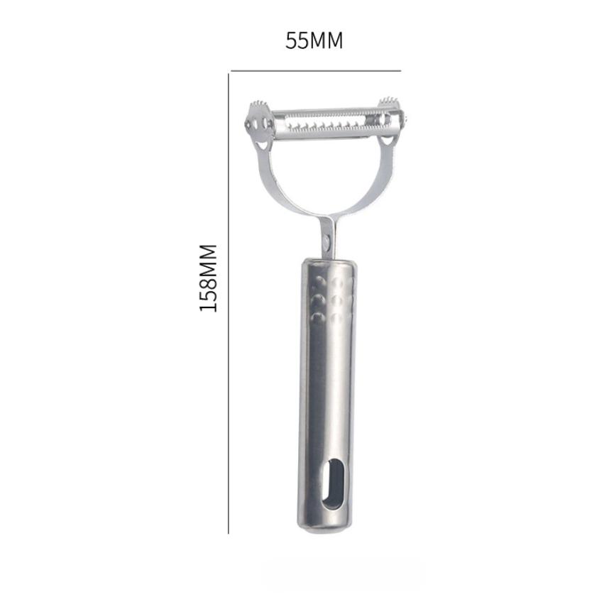 Gemüseschäler aus Edelstahl, multifunktionaler Kartoffelschäler, Obst- und Kartoffelschneider, Gemüseschredder für Küchenzubehör, Kochutensilien 1PC grau