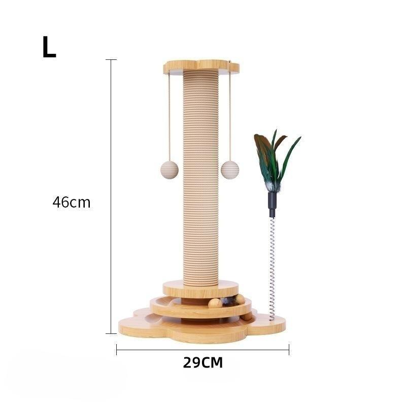 Katzenspielzeug für Haustiere, massives Holz, Katzen-Drehteller, lustige Katzen-Stick-Bälle, langlebiges Sisal-Kratzbrett, Katzenbedarf, Katzen-Greifsäule beige
