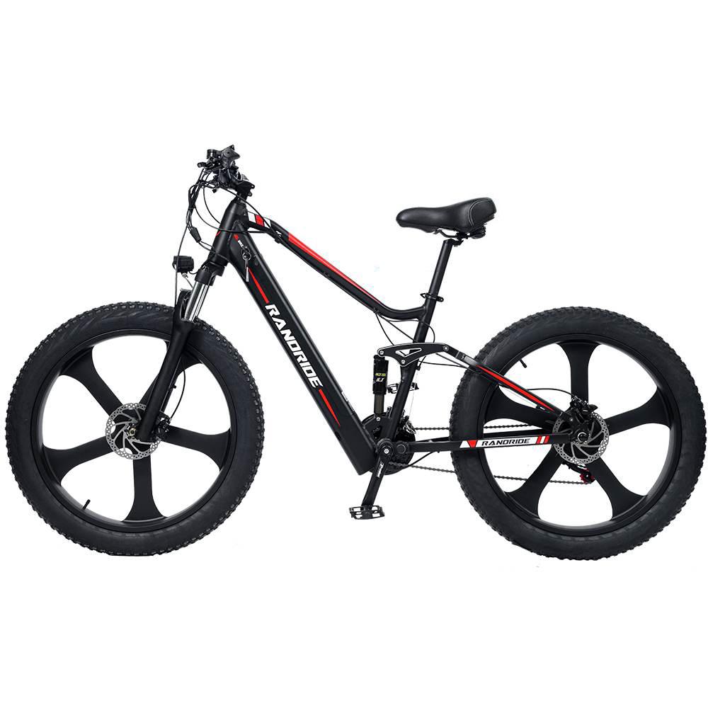 RANDRIDE YX90M E-Bike 1000W 48V13.6AH Lithium-Akku Elektrofahrrad Hydraulische Scheibenbremse 26x4.0 Reifen Elektrisches Mountainbike 26*4.0 schwarz