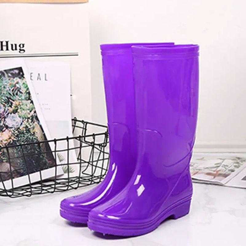 Gummistiefel Damen Hohe Ärmellose Stoff Schnell Trocknende Regenschuhe Damen Wasserdichte Schuhe für Erwachsene Damen Rutschfeste Gummischuhe Damen Arbeitsschuhe 39 violett