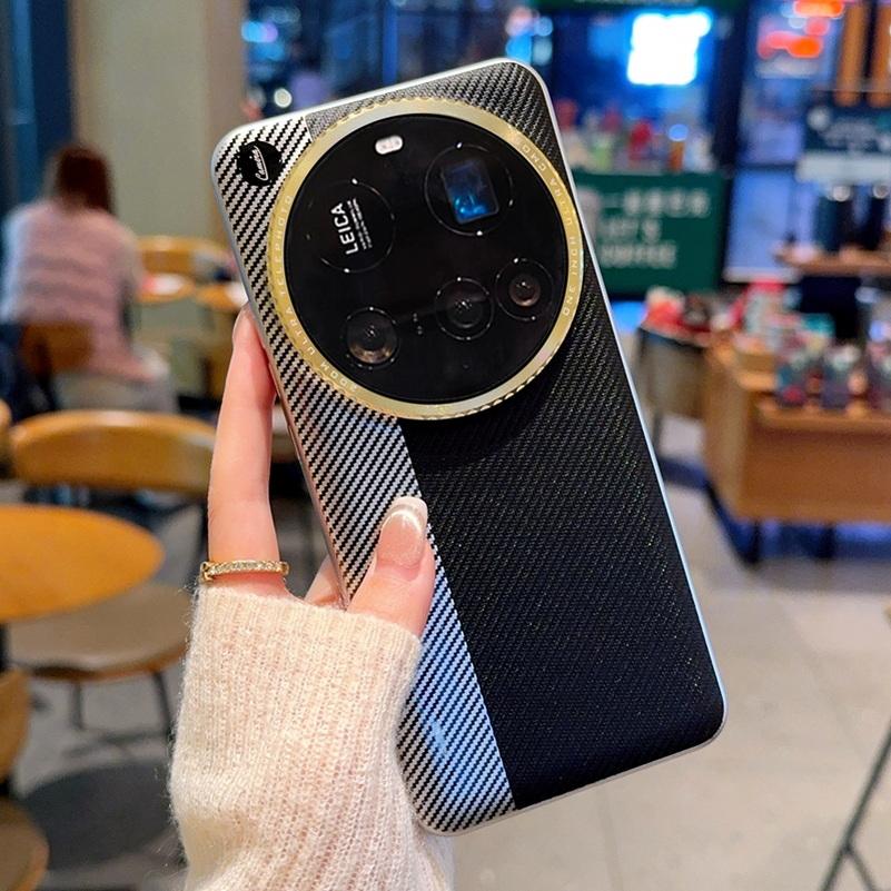 Handyhülle aus Kohlefaser mit Metallgetriebe-Objektivring und erhöhter Höhe für Xiaomi 15 Ultra Mi 14 ultra 13 Ultra Kamera-Schutzabdeckung xiaomi 15 ultra schwarz