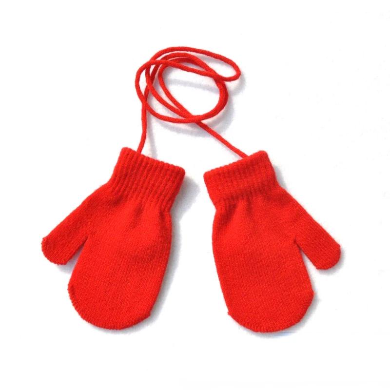 Neue Warme Baby Handschuhe Winter Fäustlinge Kinder Voll Finger Handschuhe für 1-3Y Kinder Hängenden Hals Warme Handschuhe Neugeborenen baby Zubehör rot