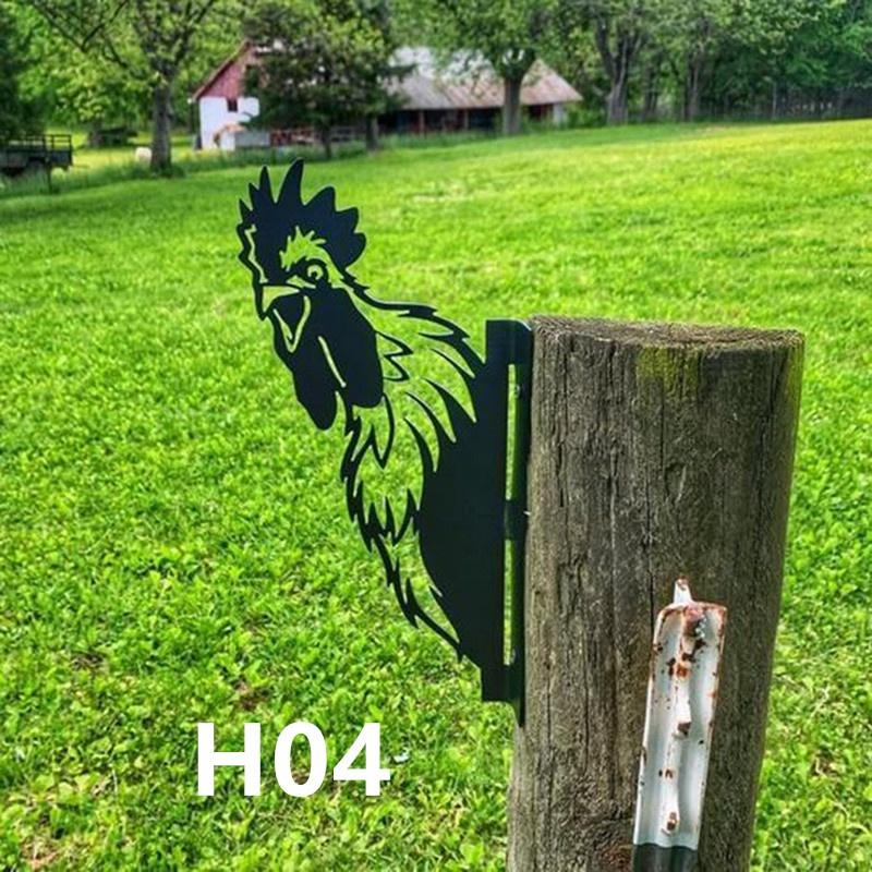 Garten Bauernhof Peeping Cow Hühner Schafe Metall Garten Anhänger Dekoration Yard Art Decor Spähende Kuh Metallkunst, Peeping Cow Ornament H04(high quality)