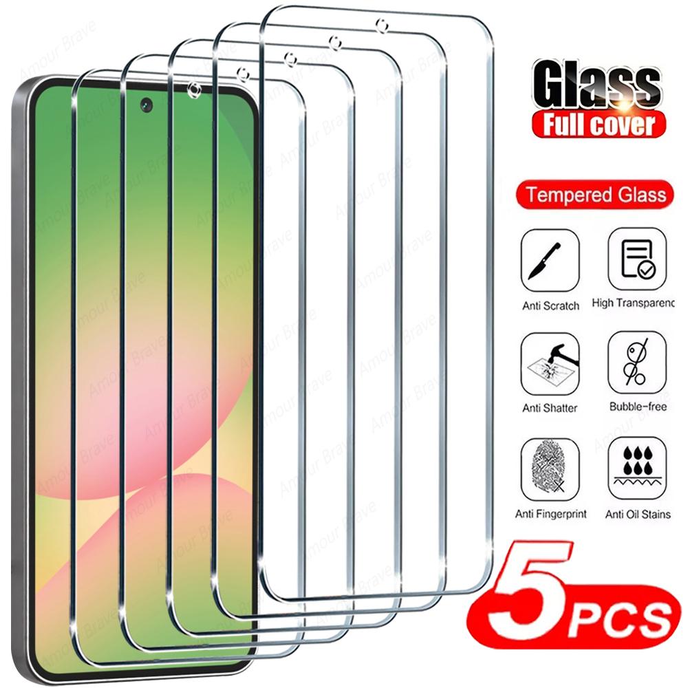 5 Stück Vollabdeckung Panzerglas für Samsung Galaxy A17 A16 A26 A15 A14 A34 A54 A55 A56 A33 A32 A71 A73 S25 S24 S23 FE S22 S21 S20 FE Displayschutz Galaxy A17