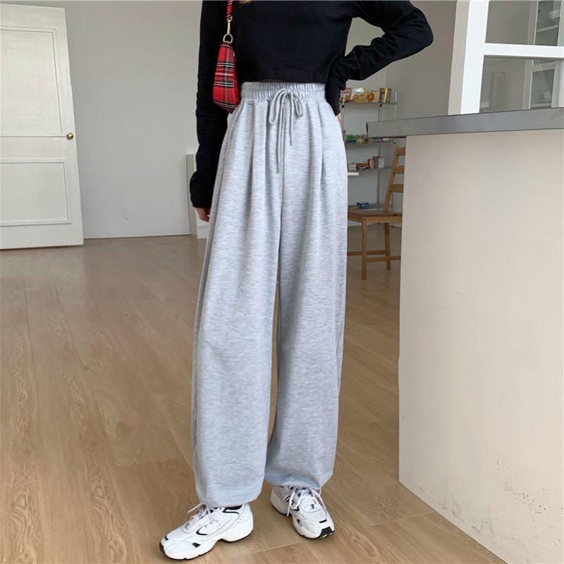 Graue Jogginghose für Damen, Herbst, Baggy-Mode, Oversize-Sporthose, Balck-Hose, weibliche Jogger, Streetwear S grau