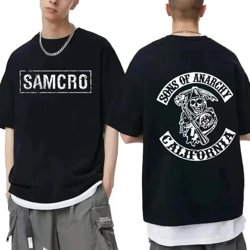Sons of Anarchy SAMCRO Print T-Shirt Männer Frauen Trend Hip Hop Rock Übergroßes Kurzarm-T-Shirt Sommer Baumwolle T-Shirts Kleidung Tops XXXL