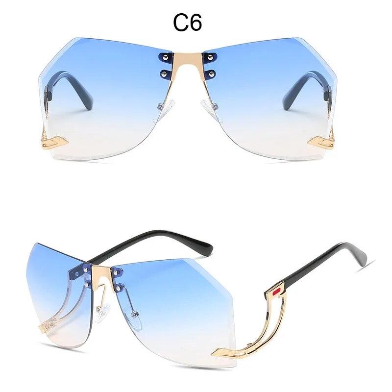 Neue Unregelmäßige Randlose Sonnenbrille Frauen Marke Designer Legierung Rahmen Übergroßen Gradienten Sonnenbrille Mode Weibliche Klar Shades