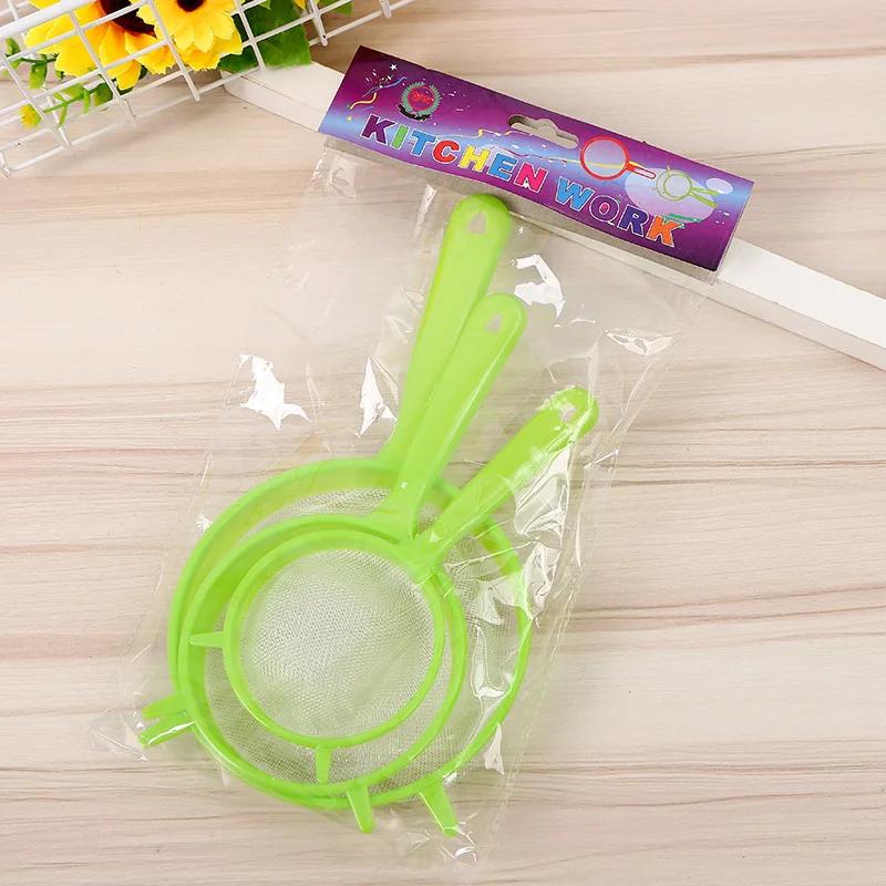3 Teile/satz Kunststoff Feine Mesh Scoop Sieb Sieb Mehl Sieb Mit Griff Saft Tee Sieb Werkzeug Küche Werkzeuge Zubehör green