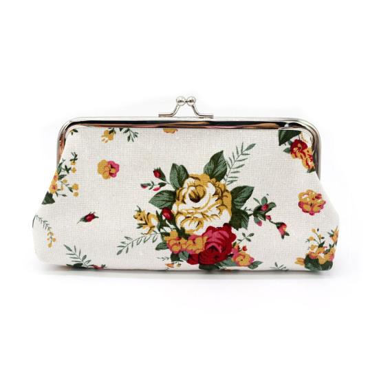 Orion Damen-Geldbörse, Geldbeutel, Geldbörse, Schlüssel, Kartenetui, großes Blumenmuster, Haspe One Size weiß