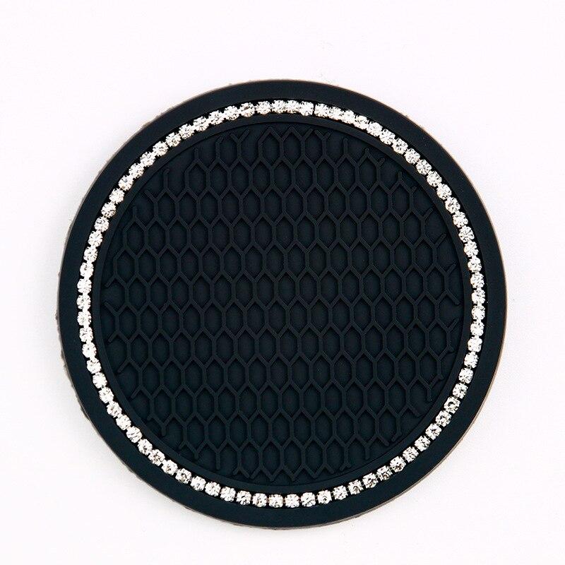 1pc Auto Nicht-slip Wasser Tasse Pad Diamant Strass Bling Dekoration Auto Innen Tasse Flasche Anti-skid gummi Matte Auto Zubehör schwarz