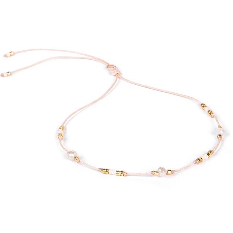 Fußkettchen für den Sommer, Strand, Urlaub, handgefertigt, verstellbar, mit Schnürung, bunte Perlen, Fußknöchelkette, Schmuck, Geschenke für Frauen beige