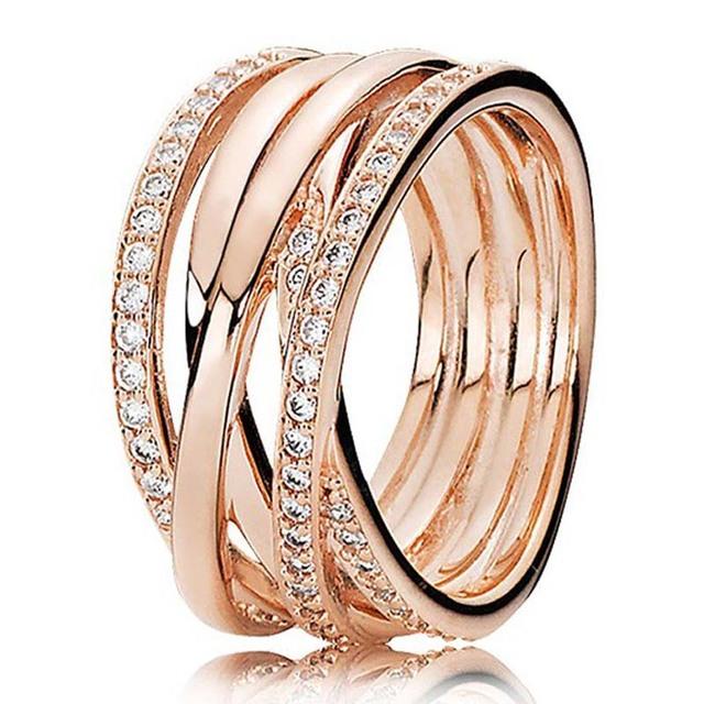 Authentischer Ring aus 925er-Sterlingsilber, durchbrochene Rose, ewig verschlungener zeitgenössischer Ring mit Perlen, für Damen, Geschenk, Modeschmuck 9
