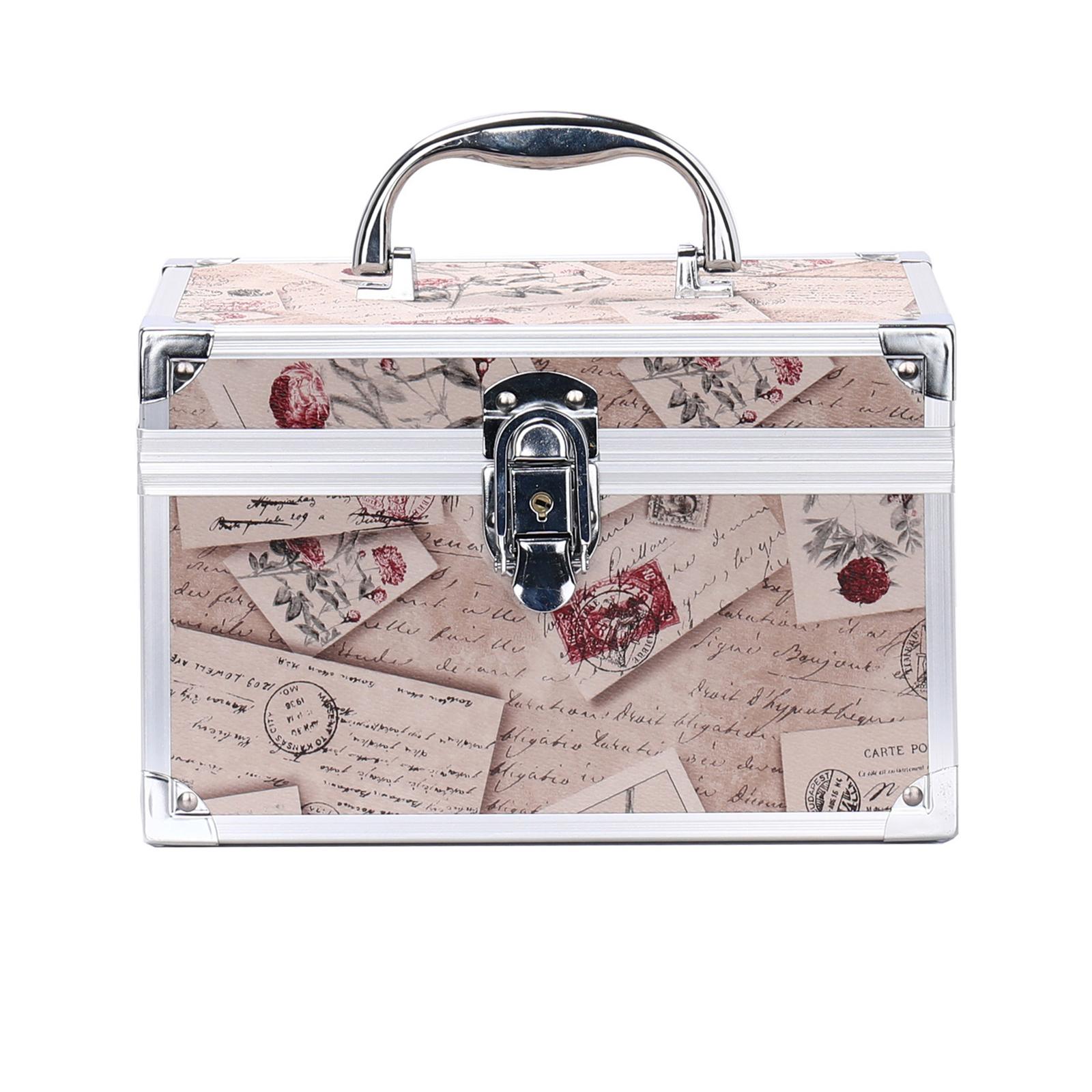 Kosmetik-Organizer-Box, tragbarer Make-up-Koffer, abschließbare Aufbewahrungsbox für Schmuck und Make-up-Werkzeuge beige