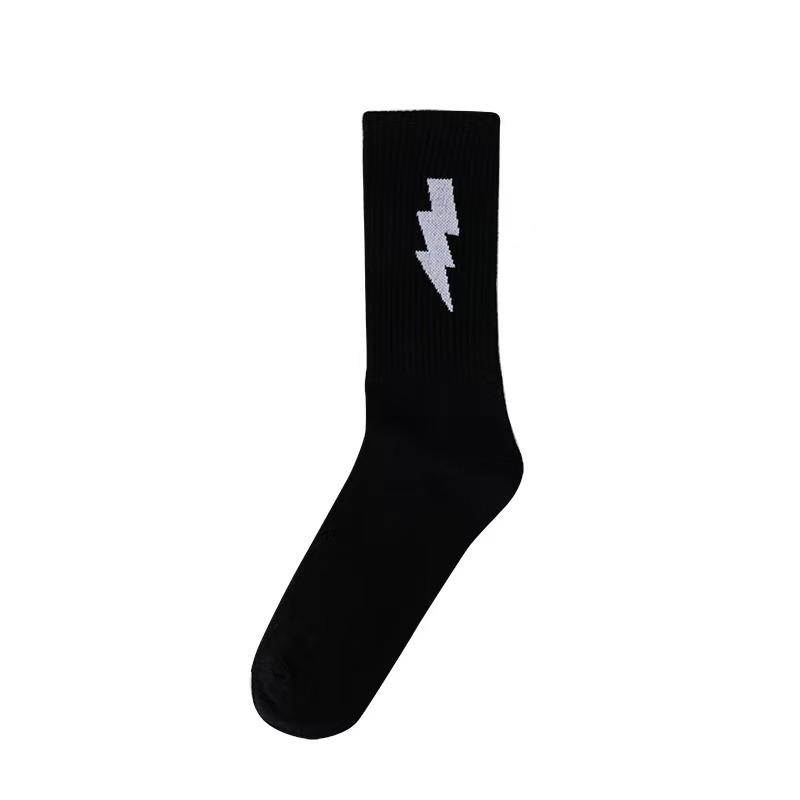 Herrensocken Streifen Blitzmuster Skateboard Mode Skateboard Baumwollsocken Lustig Unisex Harajuku Paarsocken Hipster one size schwarz