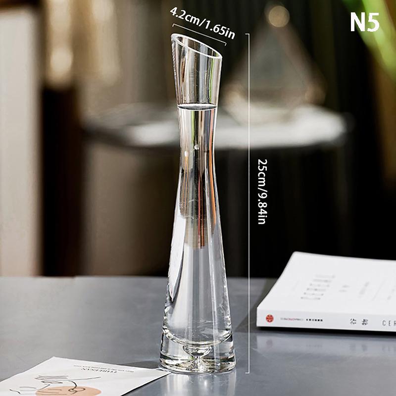 Transparente Glas-Blumenvase, kleine Vase, Hydrokultur-Pflanze, Blumen-Terrarium, Luxus-Zimmertisch, Heimdekoration, Hochzeitsdekoration 25*4.2cm