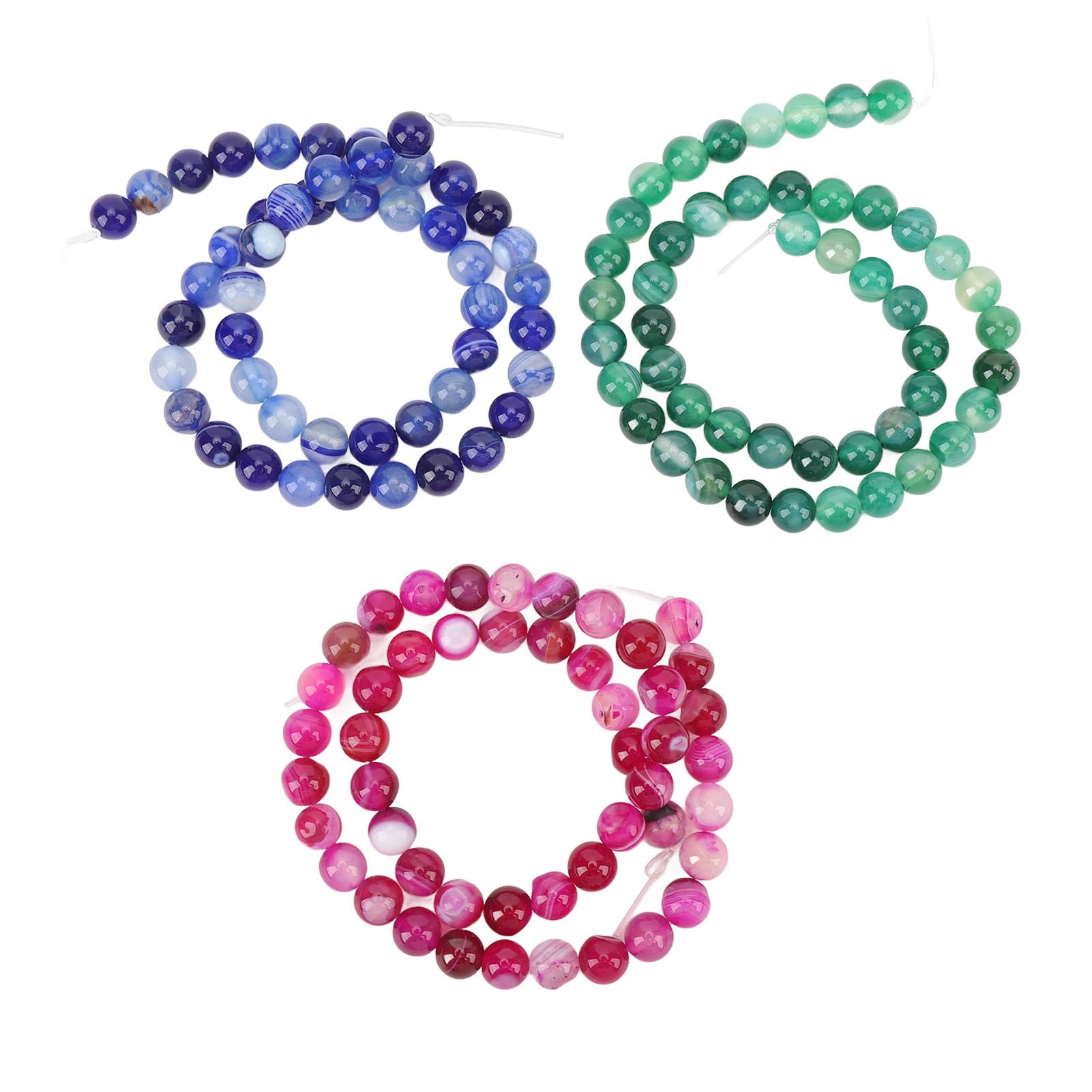 3 Stränge 8mm Edelstein Runde Lose Spacer Perlen Bunte Achat Spacer Perlen für Schmuckherstellung Link