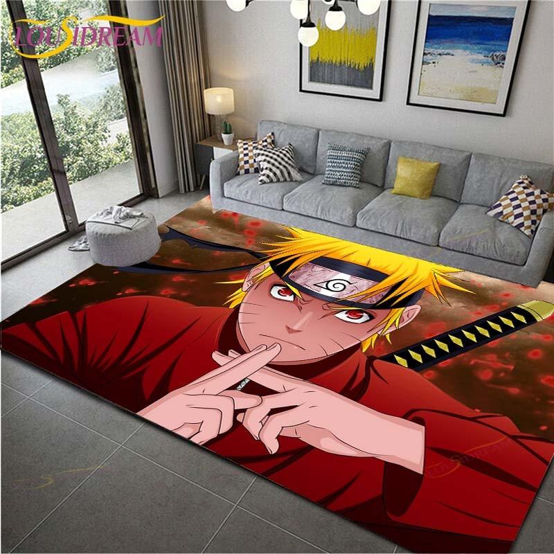 Anime Naruto rutschfeste Teppiche für Wohnzimmer, bequemer Teppich, weiche Bodenmatte, Teppiche für Schlafzimmer, Matte, Teppich für Zuhause, große pelzige Matte 100cm x 120cm