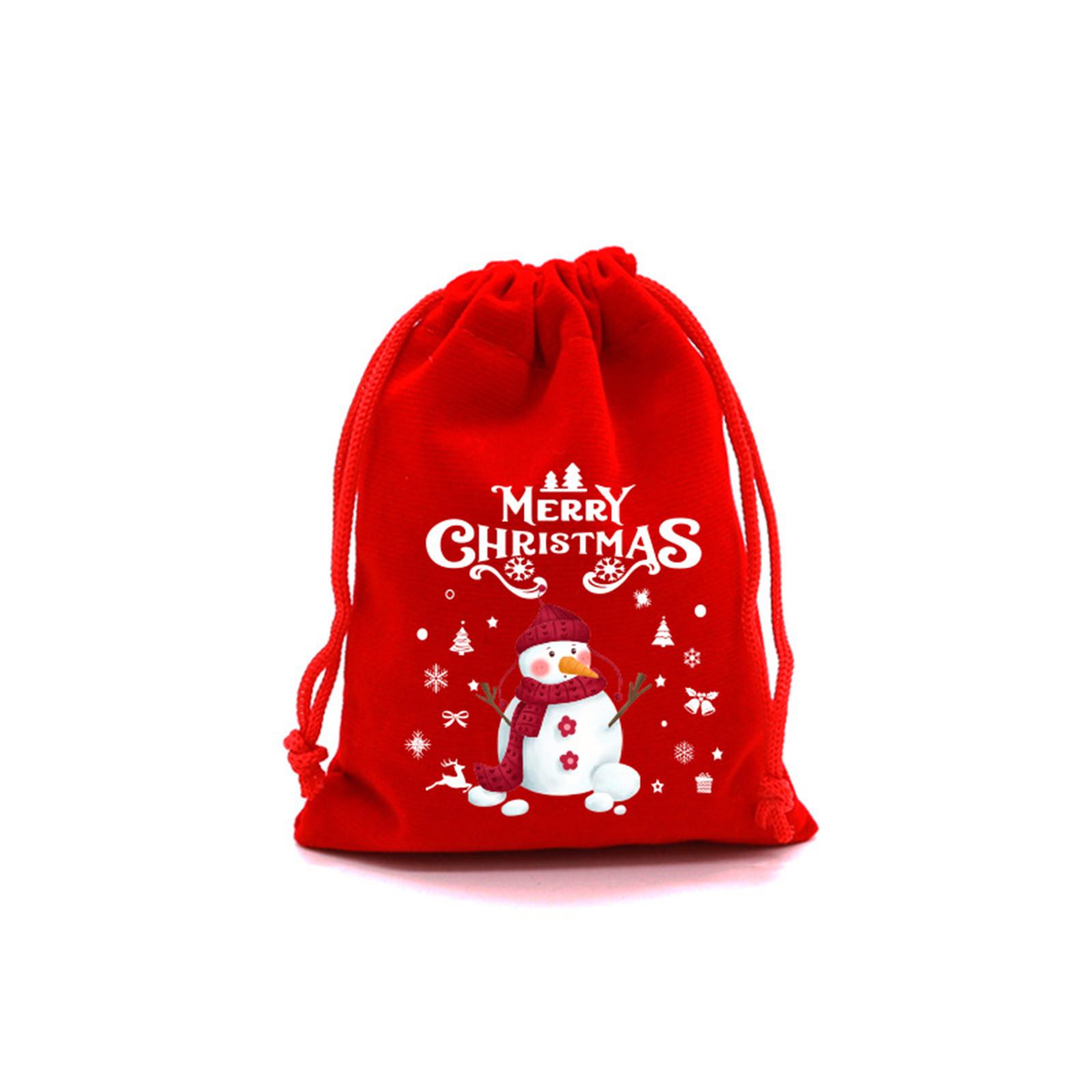 Weihnachts-rote Stofftasche mit Kordelzug, Geschenktüte, Süßigkeiten-Verpackungsbeutel One Size