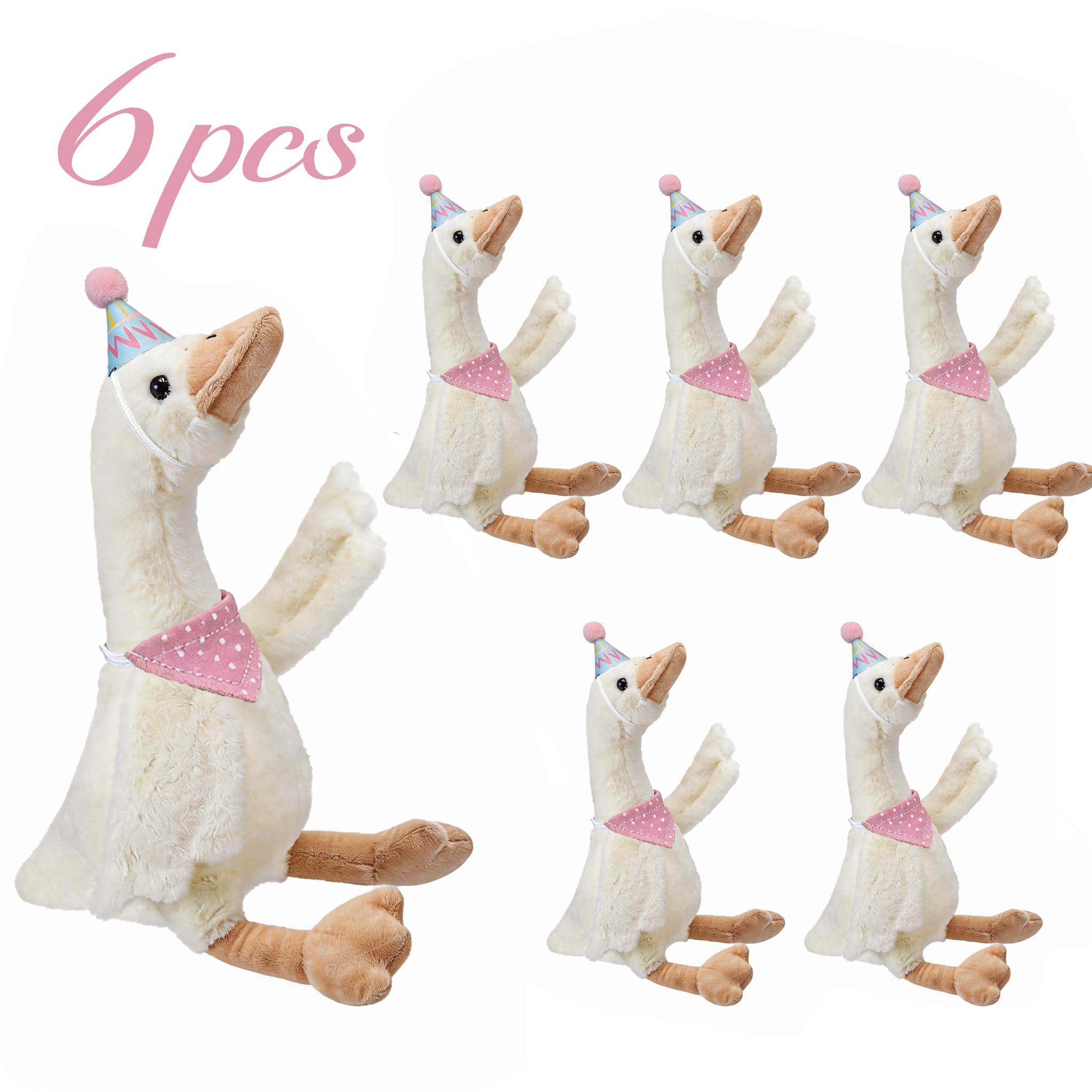 6-24 Stück 40 cm Gänse-Stofftier mit Hut Lätzchen Eine alberne Gans Geburtstagsgeschenk für Kinder Babyparty Gänse-Plüsch Partydeko