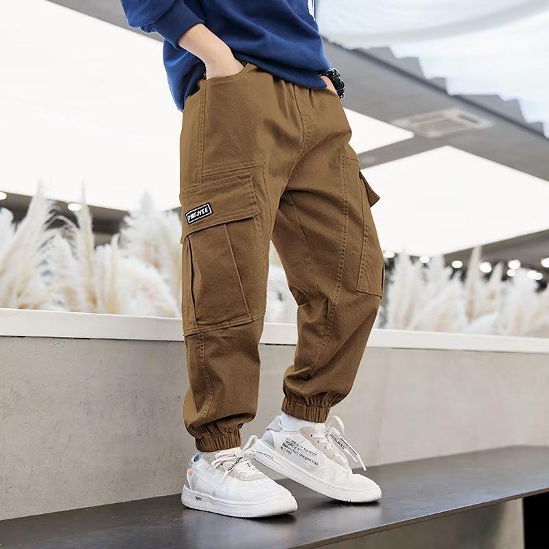 Jungen 2025 Cargohose - Frühling/Herbst Lässige lange Hose für Kinder 130 braun