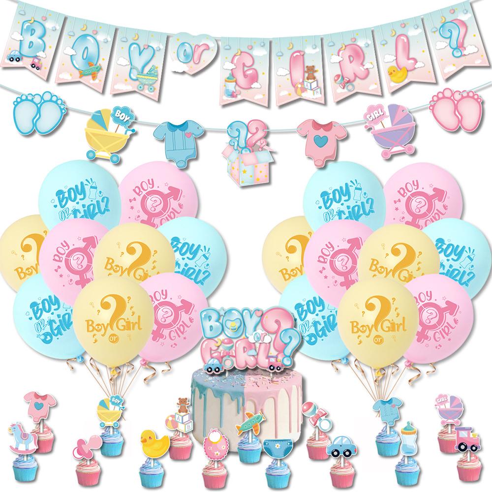 36-teiliges Party-Dekorationsset zur Geschlechtsoffenbarung für Babyparty, Taufe