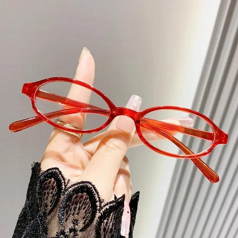 Vintage Kleine Ovale Brille Damen Retro Y2K Brille Trendig Superleicht Anti-Blaulicht Brille Büro Computer Brille Oculos