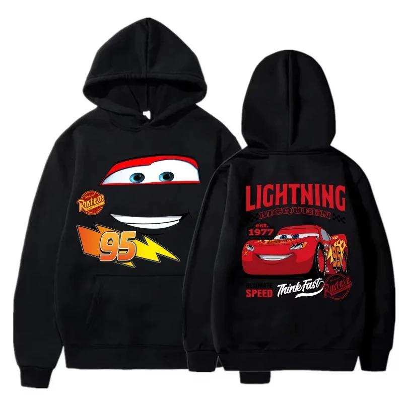 Autos Cartoon Print Hoodies Lightning McQueen Hoodies Oversized Anzug Herren Damen Sweatshirt Partneroutfit Kleidung 4XL rot