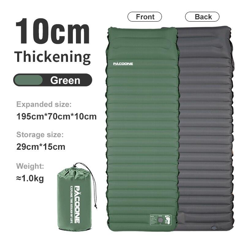 Ultraleichte selbstaufblasende Luftmatratze, dicke Isomatte, Spleißen, aufblasbares Bett, Strand-Picknick-Matte, Campingzelt, Luftkissen grün