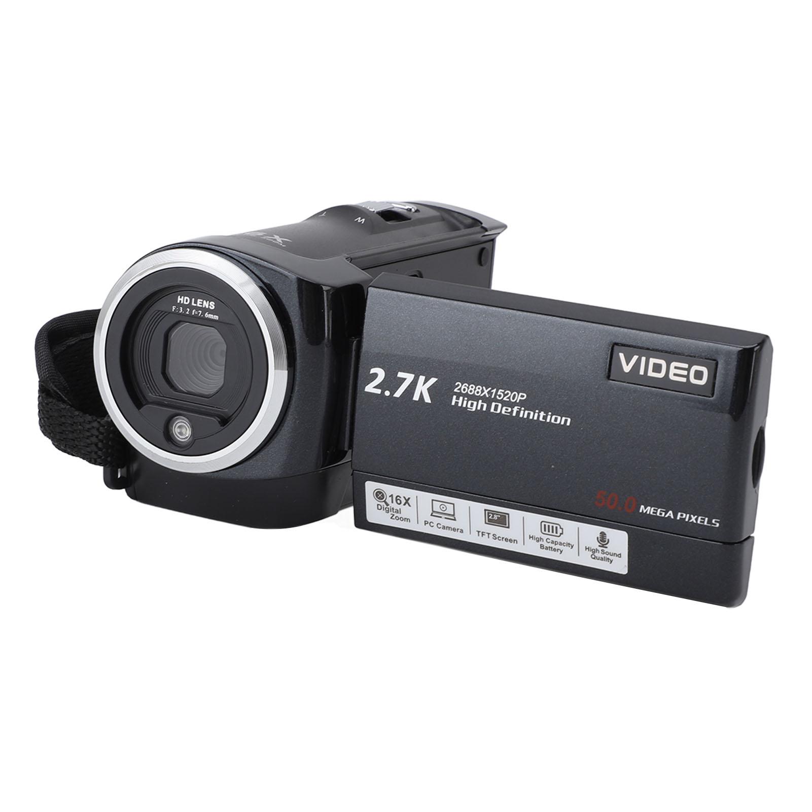 2,7K Camcorder Professionelle 2,8 Zoll Bildschirm HD 50MP 16x Digital Zoom Vlogging Kamera für