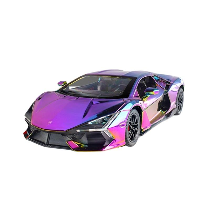 1/24 Lamborghini Revuelto Galvanisiertes Legierungsauto Diecasts & Spielzeugfahrzeuge Metallspielzeugauto Modell Ton und Licht Sammlung Kinderspielzeug violett