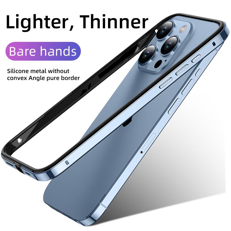 Natürliches titangraues Metall-Aluminium-Silikon-Stoßfängergehäuse für das iPhone 15 Pro Max 14 Plus 13 12 15Pro 14Pro 12Pro 13Pro 15Plus 14Plus Telefonzubehör For iPhone 14 Plus hellblaue