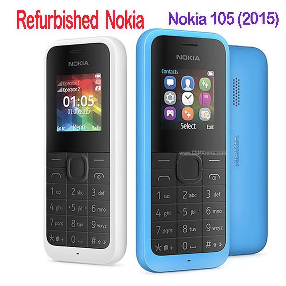 Generalüberholtes Nokia Entsperrt Original Nokia 105 (2015) Mobiltelefon mit Single-SIM/Dual-SIM RM-1133 Simple Set rot