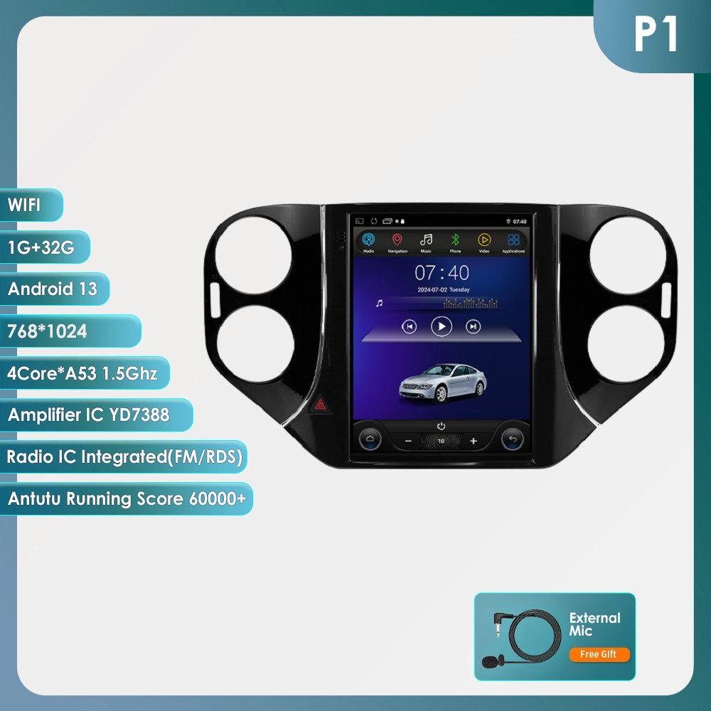 Hizpo Carplay 4G 9,7'' Tesla-Stil Bildschirm 2Din Android 13 Autoradio für Volkswagen Tiguan 1NF 2007-2016 Multimedia Video GPS RDS Intelligenter Bildschirm P1 4Core 1G 32G