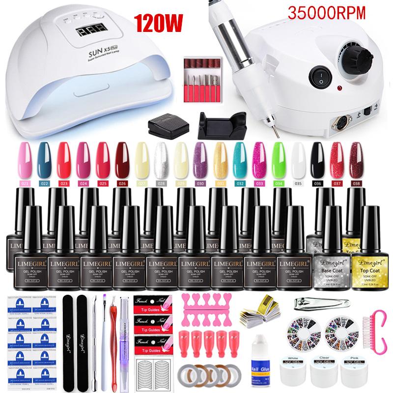 Maniküre-Set für Nagelverlängerungen, Gel-Nagellack-Set, schnelles Aufbau-Polygel-Set, 120 W/54 W, LED-Nagellampe, Nagel-Werkzeug-Set