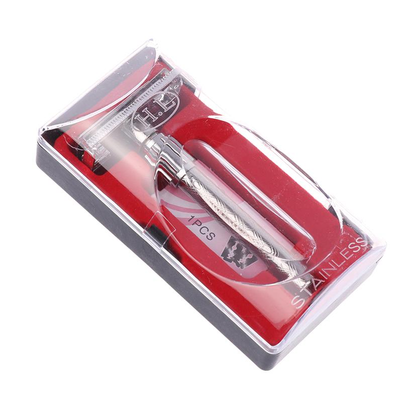 Rasierapparat für Herren, Sicherheit, Handrasierer, manuelle Rasur, Rasierklingen, Rasierer für Herren, Sicherheitsbox silber