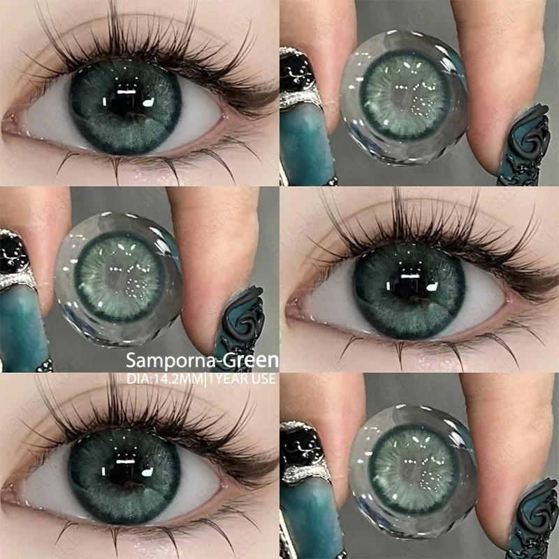 AMARA NEUE Kontaktlinsen, 2 Stück/Paar, farbige Kontaktlinsen für Augenfarbe, kosmetische Farbkontaktlinsen, Schönheit, Augen-Make-up, Schüler Semporna-Green