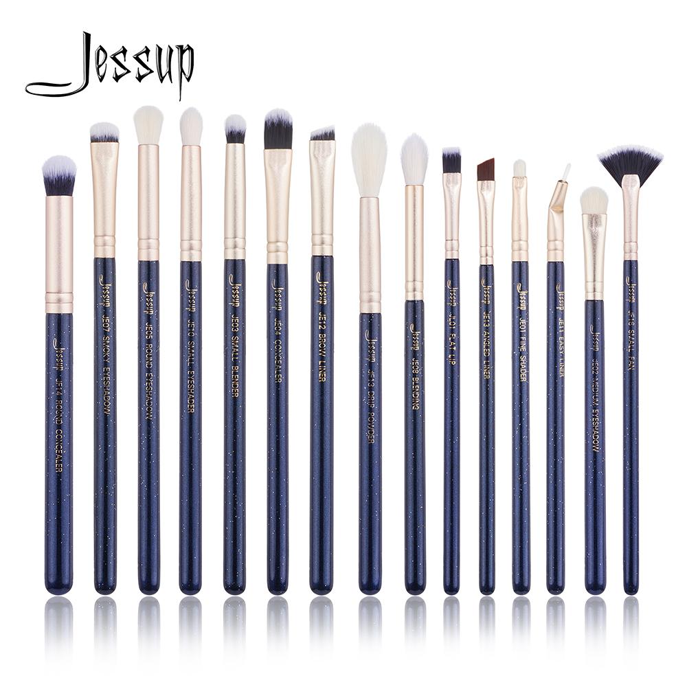 Jessup 15PCS Preußisch Blau / Gold Sand Make-up Pinsel Set Beauty Kits Augen Make up Pinsel LIDSCHATTEN LIPPENPINSEL MIXER goldgelb/blau