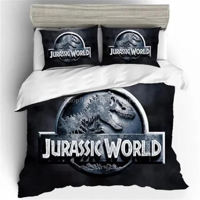 Rotes Jurassic Park-Bettwäscheset, Cartoon-Heimtextilien für Kinder, Bettset, Bettbezug, Schlafzimmerset, Queensize-Dinosaurier-Bettbezug AU Double(180x210cm)