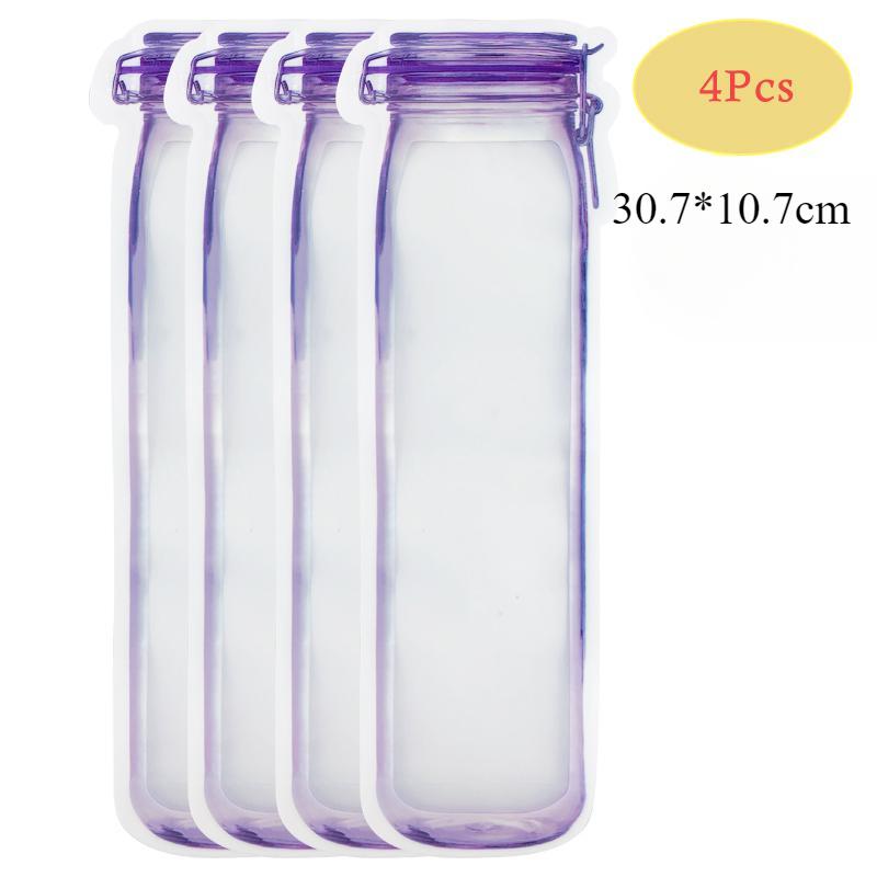 Wiederverwendbare Zip-Lock-Beutel in Form von Gläsern zur Aufbewahrung von Lebensmitteln 4pcs violett