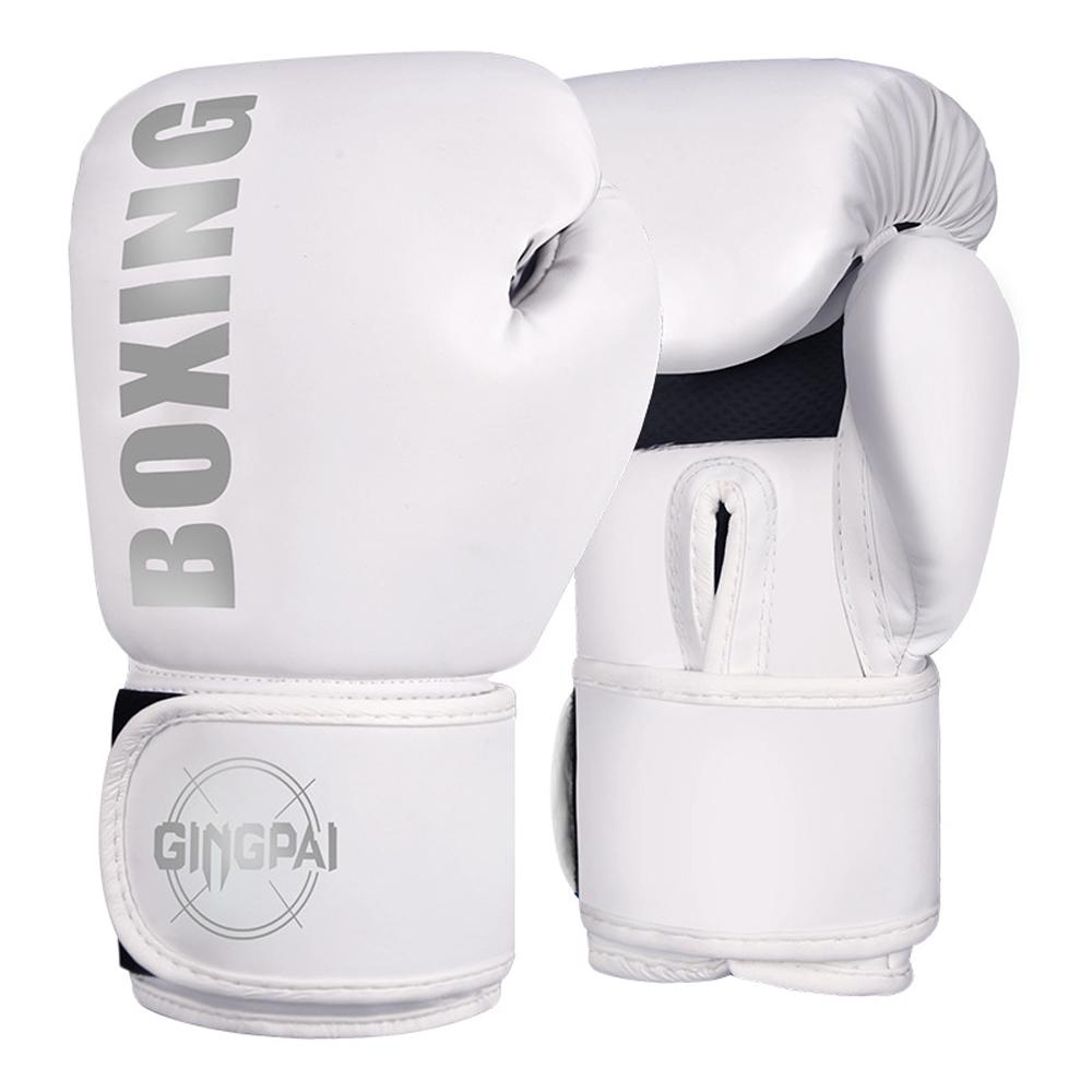 Kickbox-Trainingshandschuhe PU-Boxhandschuhe Boxsackhandschuhe für Erwachsene Kinder 10oz weiß/silber
