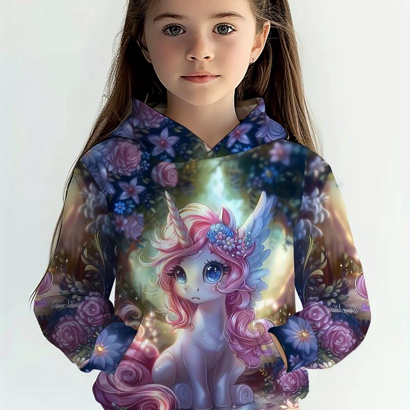 Kinderkleidung Mädchen Hoodies Langarm 3D Cartoon Tiere Drucken Kinder Frühling Herbst Kleidung Casual Niedlich Outdoor Mädchen Kleidung Top 120