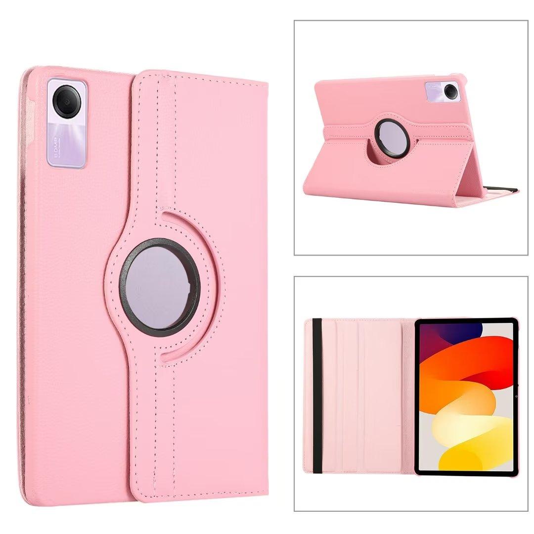 Rotierende Tablet-Hülle für Xiaomi Redmi Pad SE 2023 Xiaomi Pad 6 5 Pro 11 Zoll Abdeckung für Pad 5 12,4 Zoll Ständer PU-Lederschale Xiaomi Pad 5 Pro 11 rosa