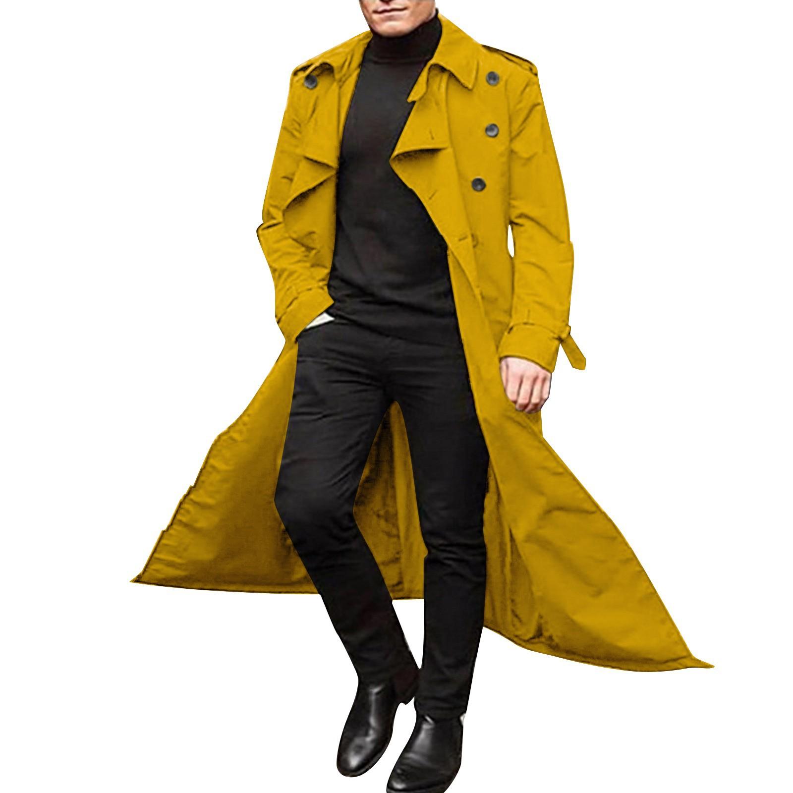 Herren Mittellanger Windbreaker Herren Langer Windbreaker Windbreaker Lässig Outer Herren Gürtel 3XL