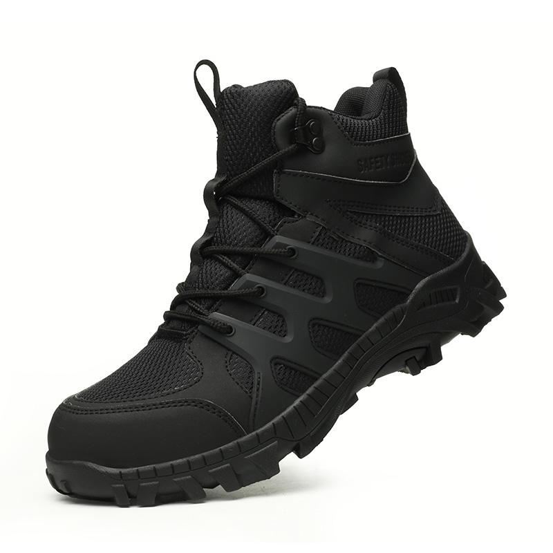 Sicherheitsstiefel für Herren mit Stahlkappe, pannensicher, atmungsaktiv, Arbeitsschuhe, Herren, Bauschuhe, Herrenstiefel 45 schwarz